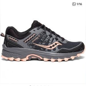 Saucony Excursion Trail Running Women’s Black and Peachy Pink Athletic Shoes